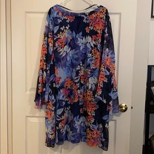 Floral along sleeve sheer dress